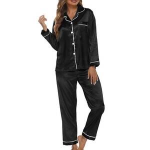 NEW WHOLESALESIR button up pajamas for long sleeve soft set in black